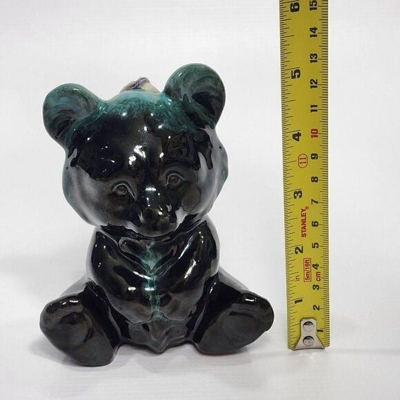 Blue Mountain Pottery 5" Green Drip Glaze Teddy Bear w Sticker Tag Canada - Picture 2 of 8